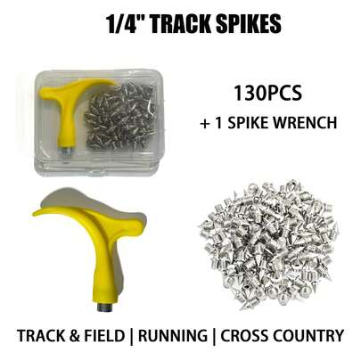 1/4 Inch Track And Field Spikes 130PCS With Spike Wrench, Replacement Spikes For Running Shoes