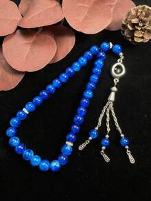 1pc 33pcs Artificial Crystal Handheld Muslim Prayer Beads, Evil Eye Silver Ornament Tassel Pendant, Islamic Prayer Beads, Multi-Layer Metal Tassel Pendant - Multicolor - View 10