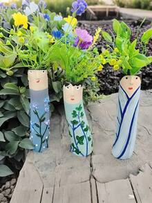 1 Rustic Style Face Vase, Home Decor Small Painting Style Vase, Human Face Shaped, Handmade Bohemian Style Vase, Suitable For Decoration, Farmhouse Style Room, Home Decor, Artistic Home Accent, Handmade Gift, Birthday, Graduation Gift, Garden Decor, Outdoor Decor, Planting Pot, Vase, Gardening - one-size - View 5