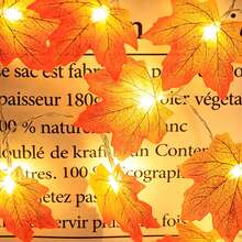 1PC 10/20/30 Lights 2/3/4.5m Maple Leaf String Lights Suitable For Christmas, Halloween, Party, Holiday, Gift, Home Decor, Bedroom Decor, Room Decor, Party Decor, Wall Decor, Birthday Decor, Garden Decor, Holiday Decor - Red Maple Leaf - View 2