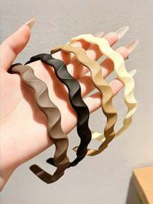 4Pcs Matte Wavy Headbands, Retro Morandi Color Simple Hair Hoops, Daily Hair Accessories For Women To Hold Loose Hair - Multicolor - View 2