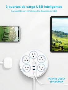 ONEEKA Multifunctional Power Strip With 4 USB Ports And 6 Outlets, Overload Protection, And Made With Wear-Resistant Materials. - MC-622U - View 6