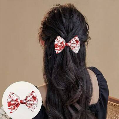 1pc Halloween Ghost Festival Costume Party Performance Bloody Bow Headband Snow Collar Eyeball Head Hoop Ghost Festival Decoration Head Holiday Party Atmosphere Back Of Head Hair Clip Niche Versatile Decorative Hair Accessory Party Gift Suitable For Halloween Theme Costumes, Holiday Parties, Daily Wear