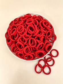 50pcs Fashionable Minimalist Red Hairbands, Soft Hair Scrunchies, Suitable For Girls Daily Wear, New Year Hair Accessories - Red - View 1