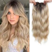 20 Inch Women's Hair Topper 7*7 Inch Large Base Coverage Hairpiece Synthetic Fiber Affordable Hair Extension For Adding Volume - Blonde Ombre - View 9