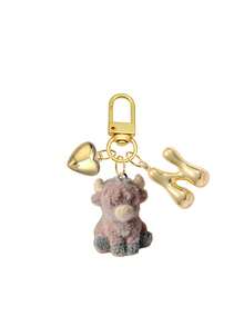 Bag Charm Flocked Calf Keychain, Bag Pendant, Backpack Charm, Decorative Accessory With Heart & Letter Metal Accent, Suitable For Girls, Students, Commuters, Birthday & Holiday Gift, Decorates Keys, Handbags, Backpacks, Daily Outfit Accent, Cute 3D Flocked Personalized Portable Accessory Gift - Multicolor - View 14