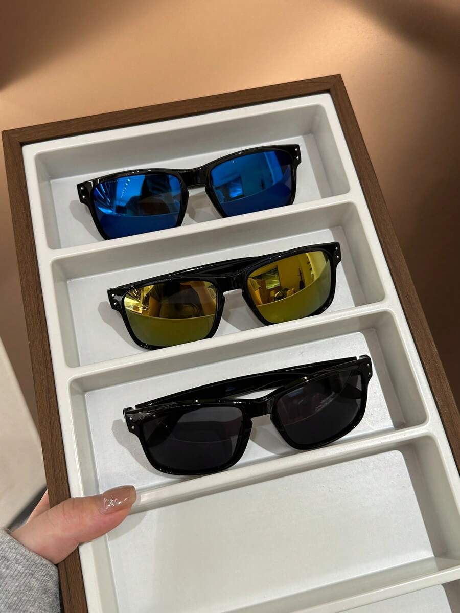 1 Pair Unisex Kids' Rivet Decor Casual Fashion Glasses, Suitable For Daily Wear, Vacation, Holiday And Party - Multicolor - View 1
