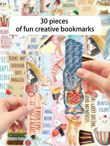 30pcs Cute Cat Bookmarks, Library Cards, Reading Cards, Message Cards, Book Decoration, Notebook, Planner, Marker Cards, Suitable For Back To School, School Supplies, Birthday, Holiday, Party Gifts - 30pcs - View 5
