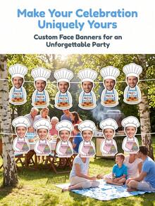 5/10/15pcs Custom Photo And Text Chef Banner,Personalized Pasta Baking Chef Banner,Custom Cooking Themed Birthday Party Wall Hanging Decoration - Multicolor - View 5