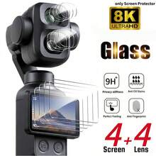 4+4pcs Screen Protector + Dual Camera Lens Protector, Tempered Glass Film Set For Pocket4 Pro Handheld Camera, Anti-Glare, Anti-Fingerprint, Precise Cut, Easy Application - View 2