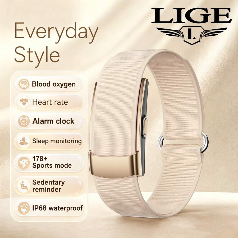 LIGE Fashionable New Smart Bracelet, Screen-Less Design, Waterproof, Multiple Exercise Modes, Exercise Tracking Records, Sleep Monitoring - View 1