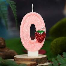 1pc Handmade Pink Glitter Number Birthday Candle With Rhinestone Raspberry Fruit Decoration, 0-9 Number Cake Topper, Sweet Cute Girl Birthday Baby Shower Fruit Theme Party Dessert Table Celebration Supplies - Pink Strawberry - View 20