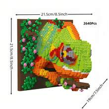 2672Pcs Micro Mini Building Blocks, 3D DIY Animal Mural Set, Parrot, Chameleon & Shark, Creative Desktop Ornament, Home Decor, Birthday & Holiday Gift For Block Lovers - Multicolor - View 17