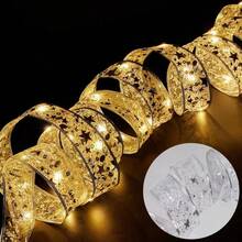 1pc 2/5/10m Outdoor Garden Battery Box Ribbon String Lights Warm/Colorful Lights Birthday Party Christmas Tree Halloween Decoration New Year Holiday Indoor String Lights Autumn Home Decor Wedding Anniversary Gift Surprise - Battery Box Christmas Ribbon - View 17