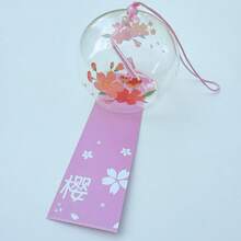 1pc Japanese Style Glass Wind Chime, Floral Printed Hanging Ornament With Paper Tassel For Window Home Patio Garden Decor - Japanese Wind Chime - View 10