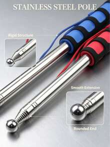Retractable Handheld Flag Pole With Safety Clip, Durable Stainless Steel Telescopic Flag Pole, Lightweight Portable Outdoor Handheld Flag Pole, Suitable For Parades, Sports Events And Celebrations, 2 Colors Available - Red And Blue, 120cm Extended - Multiple Styles - View 4
