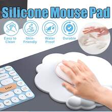 1pc Cloud-Shaped Ergonomic Wrist Rest Mouse Pad, Memory Foam Filled, Leather Surface, Waterproof & Anti-Slip PU Bottom, Slow Rebound Wrist Support Cushion, Relieves Wrist Fatigue, Easy To Clean, Cute Office Gaming Home Desktop Accessory - View 4