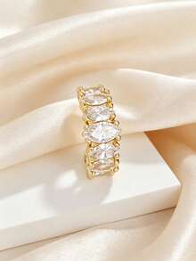 1pc Minimalist Inlaid Cubic Zirconia Exquisite C-Shaped Ear Clip, Best Choice For Women's Daily, Date, Party Fashion Matching - Yellow Gold - View 5