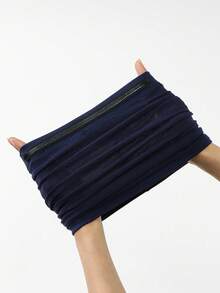 1PC Women's Solid Color Non-Slip Pullover Cap, Comfortable Skin-Friendly Base Cap, Breathable Headscarf Liner For Long Wear, Muslim Hijab Inner Cap, Suitable For Daily Use - A-dark Blue - View 9