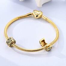 1Pc 18K Gold Plated Cheetah Leopard Pattern Series, Spacer Beads, Clip Charm & Safety Chain Charms, DIY Jewelry Findings For Bracelet Necklace Making - Gold - View 5