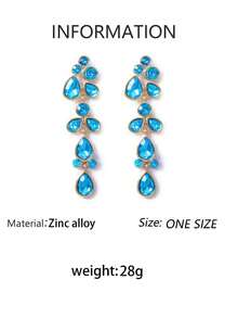 1 Pair European & American Vintage Bohemian Alloy Rhinestone Geometric Water Drop Tassel Earrings, Fashion High-End Style - Teardrop Tassel Earrings - View 15