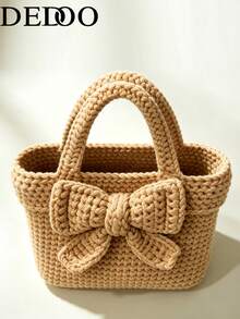 Dedoo 2026 New Handbag, Hand-Woven Bow, Macaron Color, Fashionable And Minimalist - Khaki - View 4