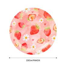 7/9 Inch Strawberry Series Printed Disposable Paper Plates, Floral Strawberry Disposable Party Plates, Party Decorations, Disposable Party Supplies, Birthday Party, Gift Party, Celebration Disposable Tableware - Watercolor Flower Strawberry - View 2