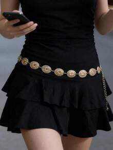 1pc High Quality Round Metal Waist Belt, Suitable For Women In Summer - Multi-color - View 3