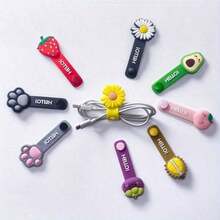 7 piezas Organizador de cables de PVC con diseño de frutas de dibujos animados, organizador de cables lindo para estudiantes niñas, almacenamiento de cables de auriculares, cables de datos, cables de carga, gestión de cables - AA - Ver 7