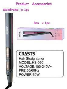 CRASTS Hair Straightener, 2‑In‑1 Flat Iron For Straight & Curly Hairstyles, Ceramic Plates With LCD Digital Display, Adjustable Temperature Professional Hair Styling Iron For Home Salon Use For Women Home Daily Hair Styling - Dark Grey - View 7