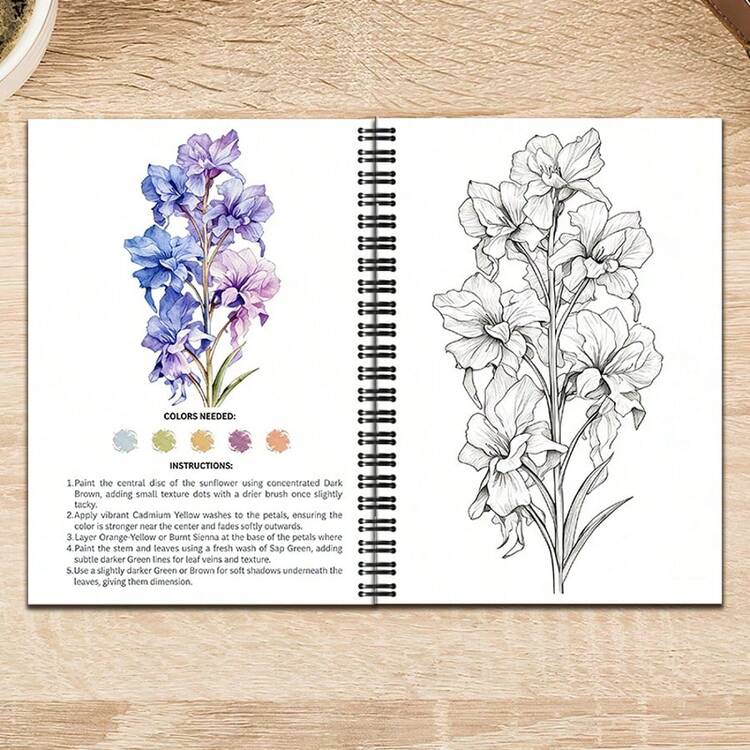 1本 植物花卉主題水彩繪畫書，如何更好地繪製水彩，適合初學者與新手成人的水彩繪畫書 - 單件 - 查看 4