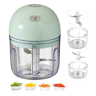 Cordless Electric Garlic Chopper And Mini Food Processor, Compact Portable Design Cordless Food Chopper With 1600RPM Motor Speed, Rechargeable Battery USB Charging Garlic Crusher - Ideal For Garlic, Ginger, Onion, Vegetables Chopping In Kitchen