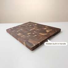 End Grain Acacia Wood Cutting Board With Built-In Hidden Handle, Solid Wood Chopping Block For Kitchen, Heavy Duty Flat Surface Board For Meat, Vegetables, Bread & Cheese, Everyday Prep Board - View 4