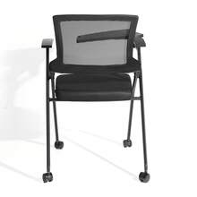 Ergonomic Mesh Office Chair, Foldable Training Chair With Armrests - Black - With Tabletop and Wheels - View 5