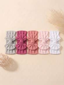 5pcs Baby Bow Decor Hair Band Love Valentine - Multicolor - View 8