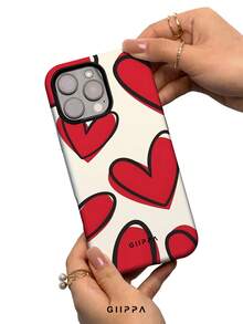 GIIPPA 1pc Red Heart Graffiti Pattern Design, Phone 17 Pro Max Phone Case, Compatible With Phone 16 Pro Max, 15 Pro Max, 14 Pro Max, Korean Style High-End Fashion Fun Phone Case, Compatible With 11/12/13/14/15/16 Pro Max Plus, Elegant Design Suitable For Men And Women, Perfect Gift For Girlfriend On Christmas, Valentine's Day, Easter, Wedding Season And Birthday! - Multicolor - View 4