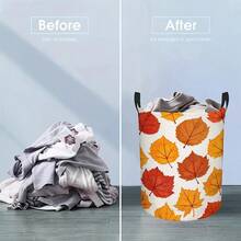 1PC Neon Game Controller Print Round Laundry Basket Large Capacity Storage Hamper With Handles For Bedroom Dorm Home Organization Collapsible Portable Lightweight Waterproof Container Clothes Organizer - Orange - View 6
