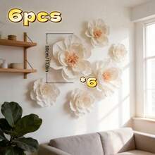 6pcs High Quality Large Artificial Peony Flowers 29.97cm*6pcs Handmade Paper Flower Set Suitable For Wedding Flower Wall Decoration, Window Arch Arrangement, Birthday Party Backdrop, Home Wall Decor - 6Pcs - View 10