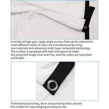 16:9 Foldable White Projector Screen, Wrinkle-Resistant Soft Fabric, Portable Home Theater Movie Screen - White - View 12
