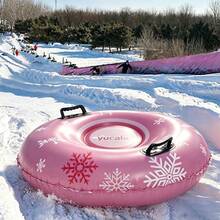 Yucalo Snow Tube, Heavy Duty Cold-Resistant Snow Sled With Handle, Multiple Colors (Green, Pink, Blue), Large Round Snow Sled For Winter Outdoor Snow Mountain Fun - Multiple Styles - View 8