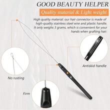 Hair Extension Loop Threader, 10 Pc Dual-Color Pulling Needle Set, Rust-Resistant Styling Tool With Beads Bands, Ideal For Beginner Home DIY Tinsel Feather I-Tip Hair Extension Craft Creation, Halloween - View 3
