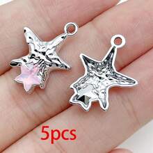 5/20pcs Silvery Plated Pink Rhinestone Charms Ballerina Fairy Butterfly Bear Moon Star Bow Shell Pendant For DIY Necklace Earring Jewelry Making - Pink - View 29