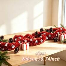 3/2/1pc Christmas Decorations: White Snowflake, Red Pleated Stripe, Decorative Christmas Ribbon, Madder Red Hanging Ornament, Home Decor, Party Decoration - Conventional - View 10