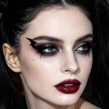 6 Sheets Spooky Halloween Eye Liner Stickers, Black Gothic Graphic Self‑Adhesive Face Decals, Easy Cosplay Party Eye Makeup Accessories For Halloween Costume - Black - View 6