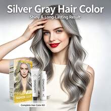 LIANTANG Ash Gray Hair Color Kit, Set Krim Pewarna Rambut Tahan Lama untuk Wanita, Lembut, Rendah Iritasi, Pewarna Rambut Rumahan DIY - MultiWarna - View 3