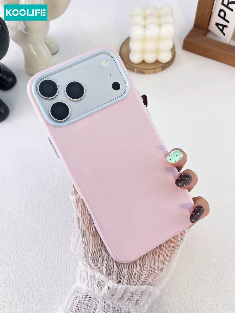 KOOLIFE Candy Color Contrast Camera Frame Phone Case Soft TPU Shockproof Protective Phone Cover For IPhone 18 Pro Max,17,17Pro Max,16Pro,15Pro Max,13pro,15,14,14Pro,13 - Berry Pink - View 2