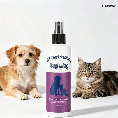 1pc HapWag 8oz (236ml) Pet Odor Remover Spray, Cedar Scent Pet Odor Eliminator For Dog & Cat, Remove Urine Feces Vomit Odor For Bedding Carpet Litter Box