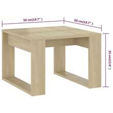 vidaXL Side Table Coffee Table Living Room Table Tea Table Sofa Table Wood Composite Light Oak Khaki 50x50x35cm - Light Oak Khaki - View 3
