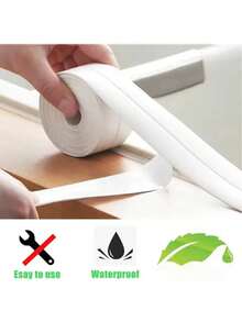1 Roll Waterproof White PVC Self-Adhesive Tape - Perfect For Bathroom, Sink And Kitchen - Super Strong Adhesion! Home Bathroom Decor Autumn Decor Back To School - White - View 12
