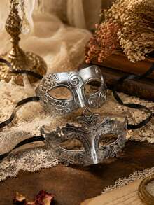 Vintage Venetian Style Masquerade Couple Masks, Suitable For Role Play, Stage Performance, Theme Party And Halloween Party - Multicolor - View 9